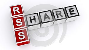 Rss share word block on white