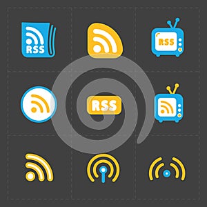 RSS sign icons. RSS feed symbols