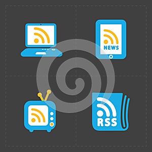 RSS sign icons. RSS feed symbols