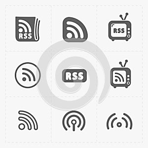 RSS sign icons. RSS feed symbols on White
