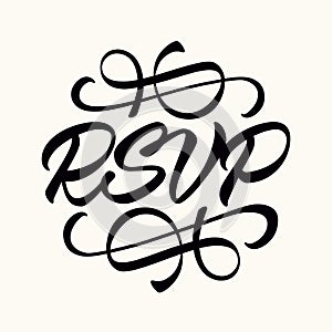 RSVP - circular wedding card template. Isolated elegant design. Vector.