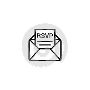 RSVP icon envelope date stamp vector invitation. rsvp message envelope