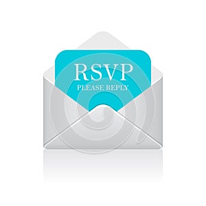 Rsvp letter in envelope vector icon photo