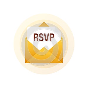 RSVP mail icon. Please respond to mail linear sign. Vector stock illustration.