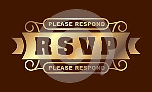 RSVP please respond gold design for your greeting card