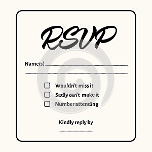 RSVP - wedding card template. Responding card. Vector.