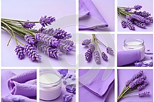 Lavender spa collage, close up