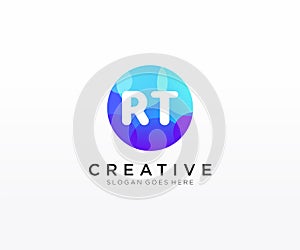 RT initial logo With Colorful Circle template vector