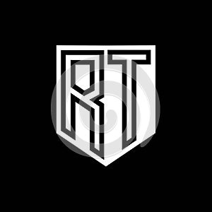 RT Logo monogram shield geometric black line inside white shield color design