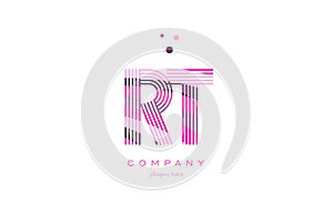 rt r t alphabet letter logo pink purple line icon template vector