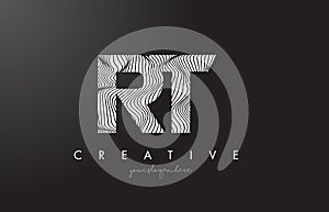 RT R T Letter Logo with Zebra Lines Texture Design Vector.
