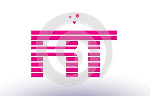 rt r t pink purple line stripe alphabet letter logo vector template