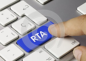 RTA - Inscription on Blue Keyboard Key photo