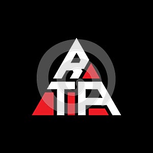 RTA triangle letter logo design with triangle shape. RTA triangle logo design monogram. RTA triangle vector logo template with red photo