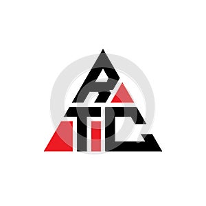 RTC triangle letter logo design with triangle shape. RTC triangle logo design monogram. RTC triangle vector logo template with red
