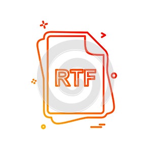 RTF file type icon design vector