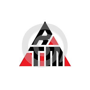 RTM triangle letter logo design with triangle shape. RTM triangle logo design monogram. RTM triangle vector logo template with red