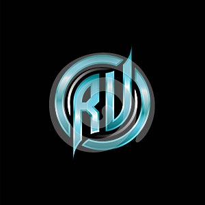 RU Initial Monogram Logo Circle Rounded