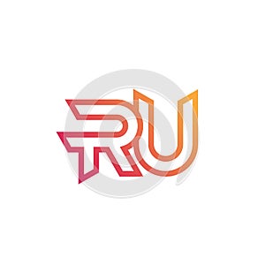 RU letters logo, monogram design, vector