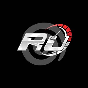RU Logo Letter Speed Meter Racing Style