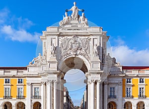 Rua Augusta Arch Arco da Rua Augusta is a stone triumphal arch in Commerce Square PraÃÂ§a do ComÃÂ©rcio. photo