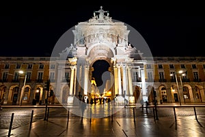 Rua Augusta Arch at Comercio Square in Lisbon, Portugal