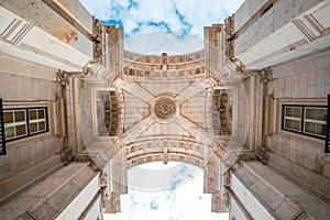 Rua Augusta triumphal Arch in the historic center of the city of Lisbon in Portugal.