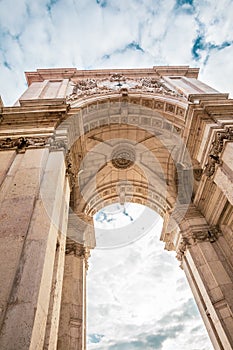 Rua Augusta triumphal Arch in the historic center of the city of Lisbon in Portugal. photo