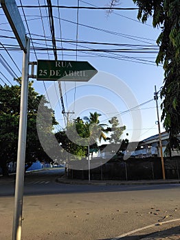 Rua 25 de Abril - street signboard in Dili. photo