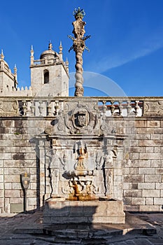 Rua Escura Fountain located near the Porto Cathedral and the pillory