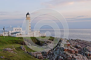 Rua Reidh Lighthouse in evening light, Scotland photo