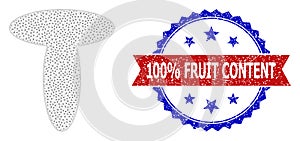 Rubber 100 part Fruit Content Round Rosette Bicolor Stamp and Mesh 2D Mushroom