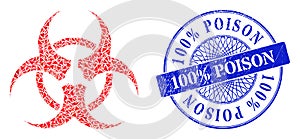 Rubber 100 percent Poison Stamp Seal and Triangle Bio Hazard Mosaic