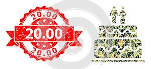 Rubber 20.00 Stamp Seal And Marriage Cake Polygonal Mocaic Military Camouflage Icon