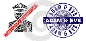 Rubber Adam and Eve Stamp Seal and Geometric Wrong Policeman Mosaic