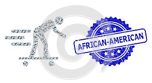 Rubber African-American Seal Stamp and Recursive Scate Roller Man Icon Collage