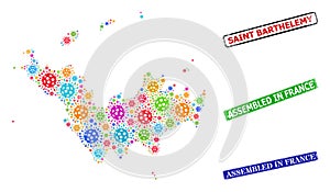 Rubber Assembled in France Seals and Bright Viral Saint Barthelemy Map Composition