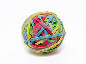 Rubber bands, colorfully shaped into a ball