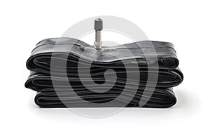 Rubber bicycle tube isolated on white