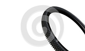 Rubber bicycle tyre on white isolated background