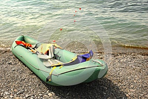 Rubber boat on the beach