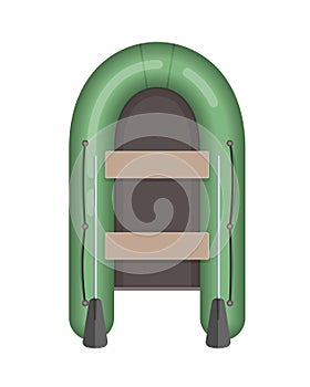 Rubber boat with oars. Water transport, fishing boat, travel, hobbies.