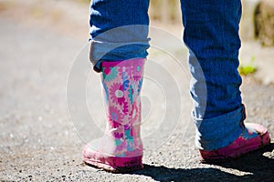 Rubber boots for bad weather.