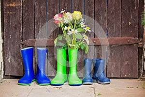 Rubber boots with beautiful flowers