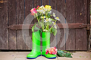 Rubber boots with beautiful flowers
