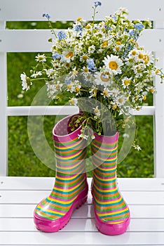 Rubber boots with flowers