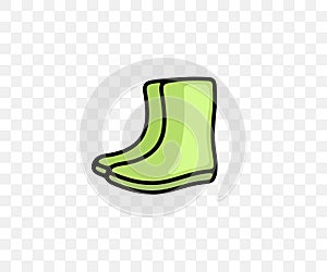 Rubber boots, gumboots, watertight shoes, colored graphic design