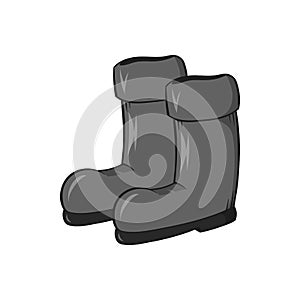 Rubber boots icon, black monochrome style