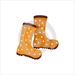 Rubber boots in polka dots