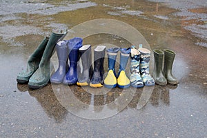 Rubber boots in rain